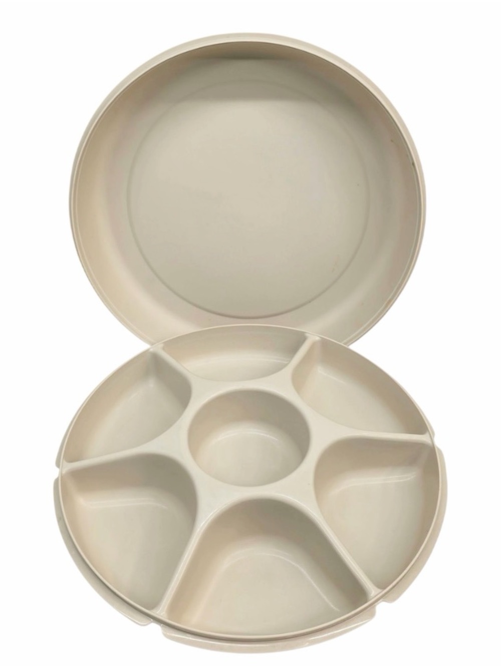 Vintage Tupperware Serving Center Set Beige 6 Compartment Style 1665 12”